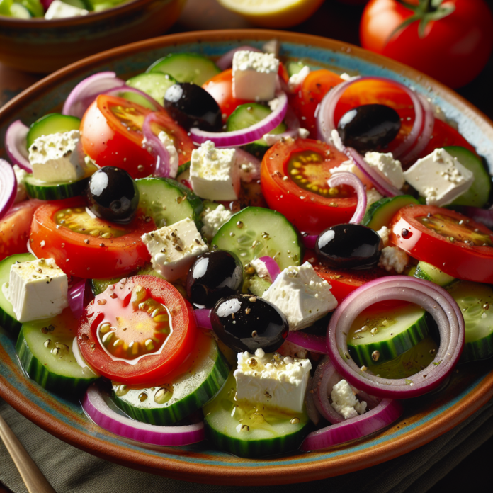 Greek Salad with Lemon Vinaigrette: A Crisp and Healthy Salad