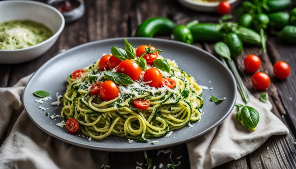 zucchini noodles with pesto