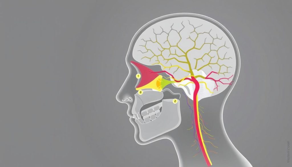 Diagram of neural pathways affected in Horner Syndrome