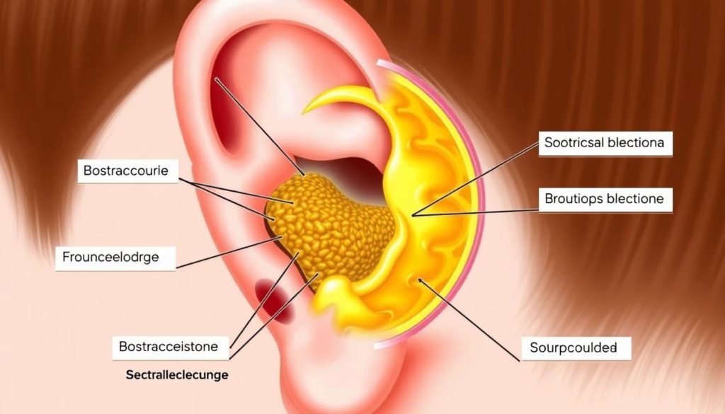 Diagram showing earwax blockage